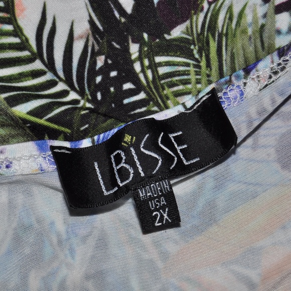 LBISSE Olive Tropical Sidetail Tunic Tank Top [D6] - Picture 6 of 8